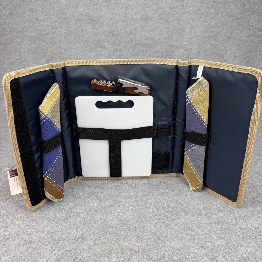 Epic Portable Wine and Cheese Picnic Tote Dark Blue Cutting Board Tool NWT